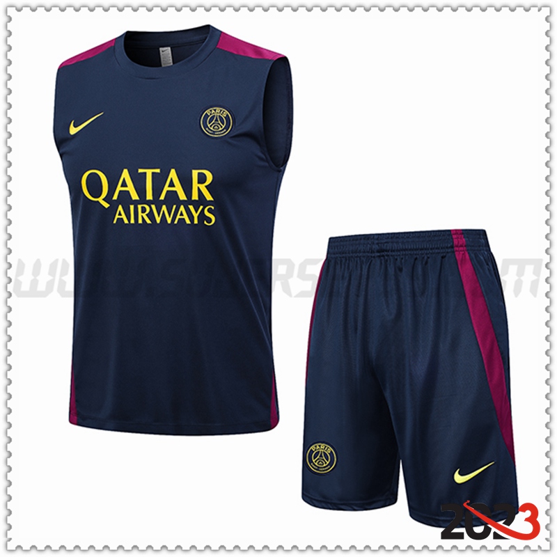 Camiseta Entrenamiento sin mangas + Cortos PSG Azul marino 2023 2024