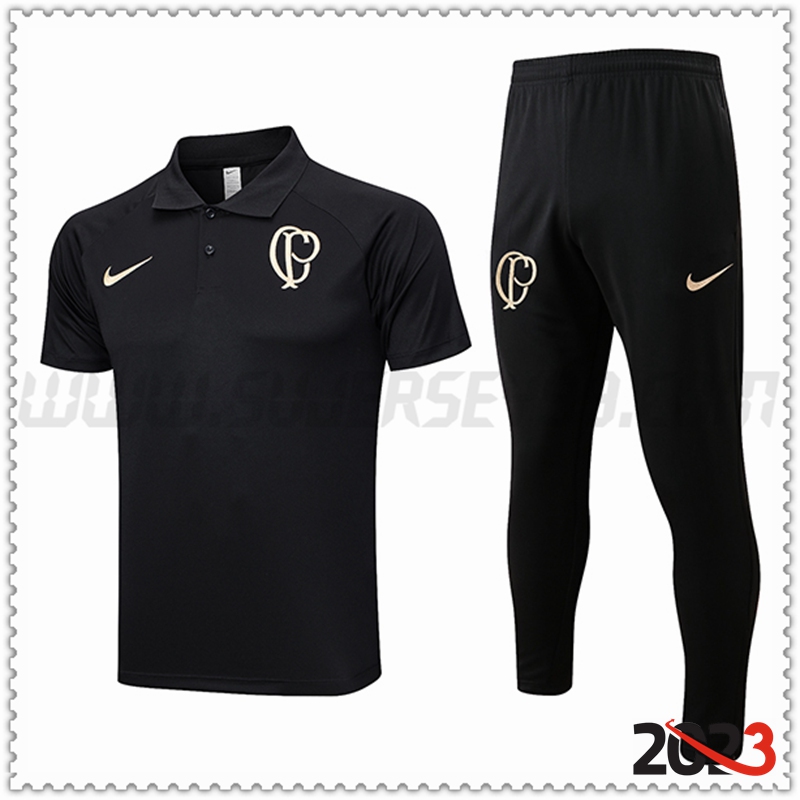 Camiseta Polo Corinthians Negro 2023 2024