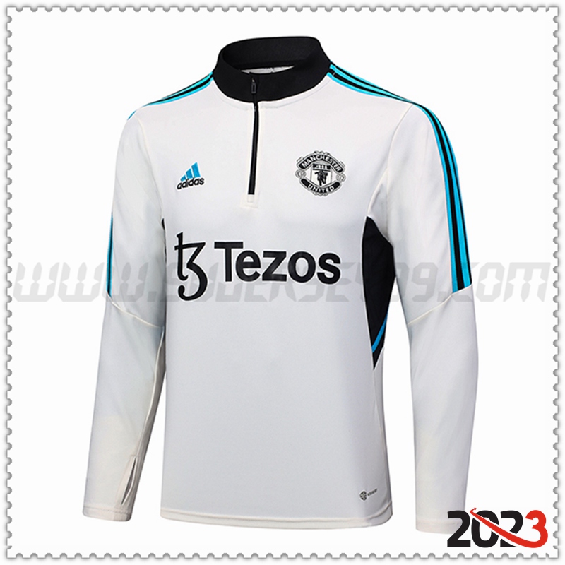 Sudadera Entrenamiento Manchester United Blanco 2023 2024