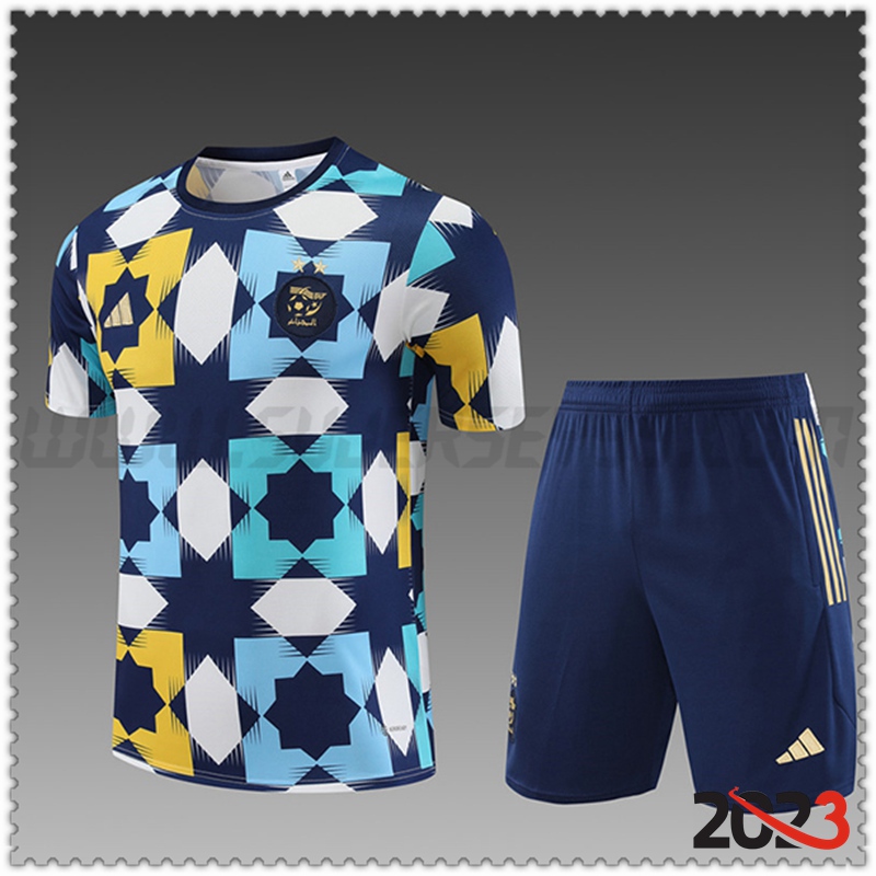 Camiseta Entrenamiento + Cortos Argelia Ninos Blanco/Azul 2023 2024