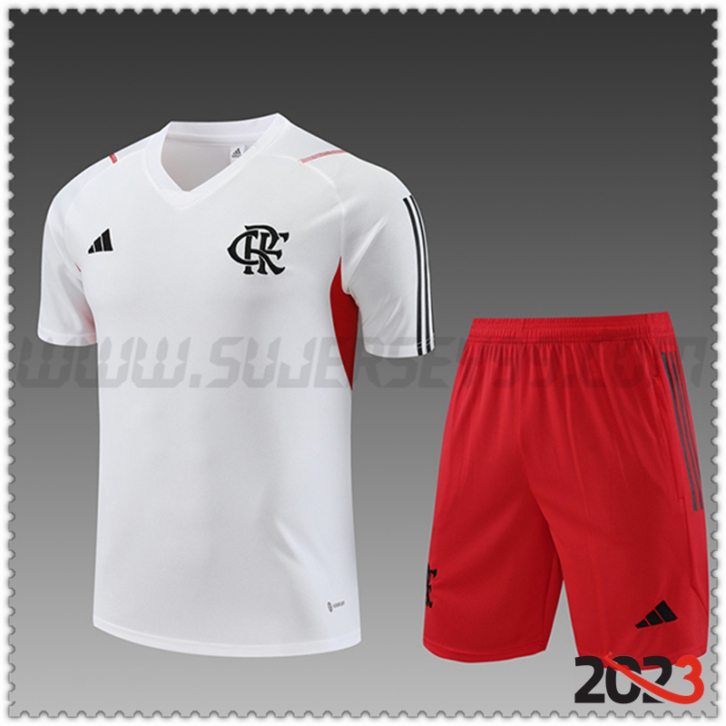 Camiseta Entrenamiento + Cortos Flamenco Ninos Blanco 2023 2024