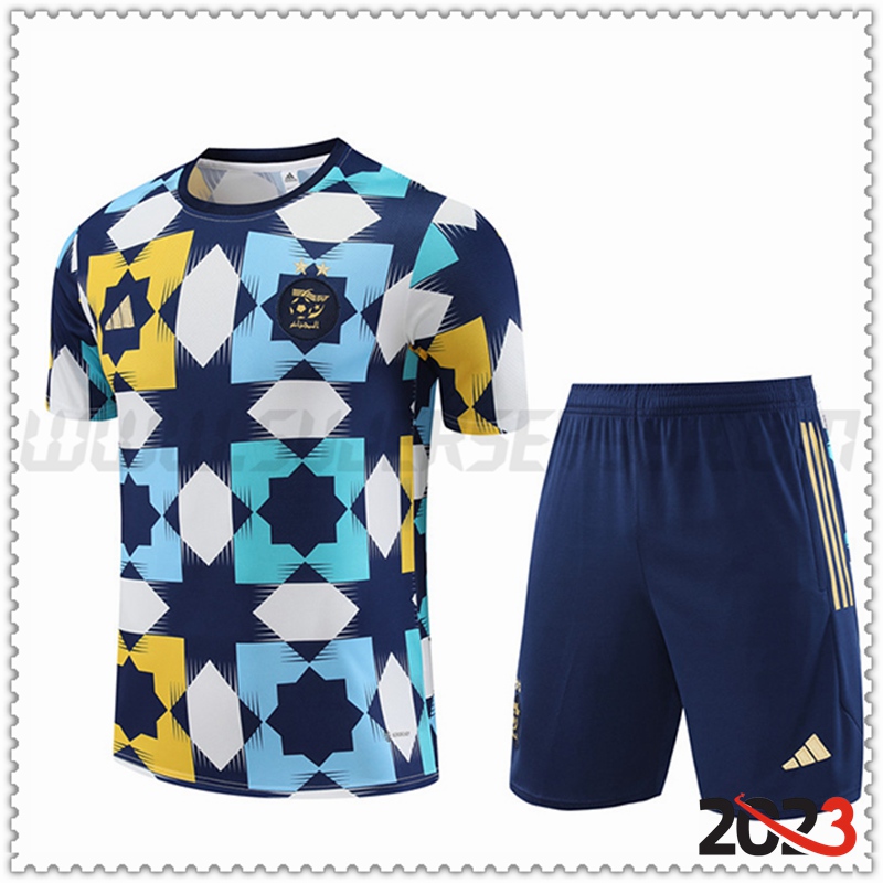 Camiseta Entrenamiento + Cortos Argelia Blanco/Azul/Amarillo 2023 2024