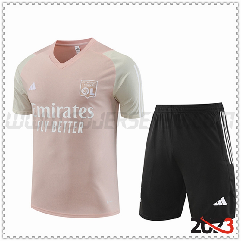 Camiseta Entrenamiento + Cortos Lyon Rosa 2023 2024