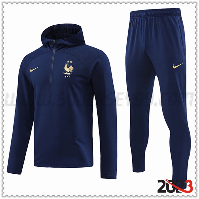 Chaqueta Con Capucha Chandal Francia Azul marino 2023 2024