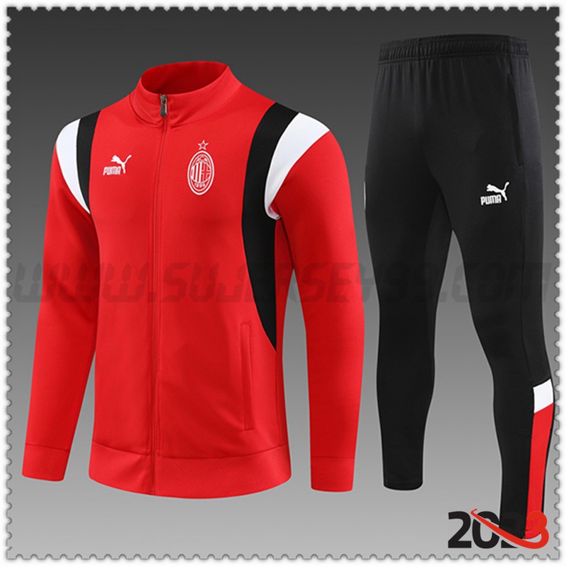 Chaqueta Chandal Futbol AC Milan Ninos Rojo 2023 2024
