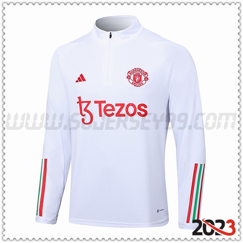 Sudadera Entrenamiento Manchester United Blanco 2023 2024 -02