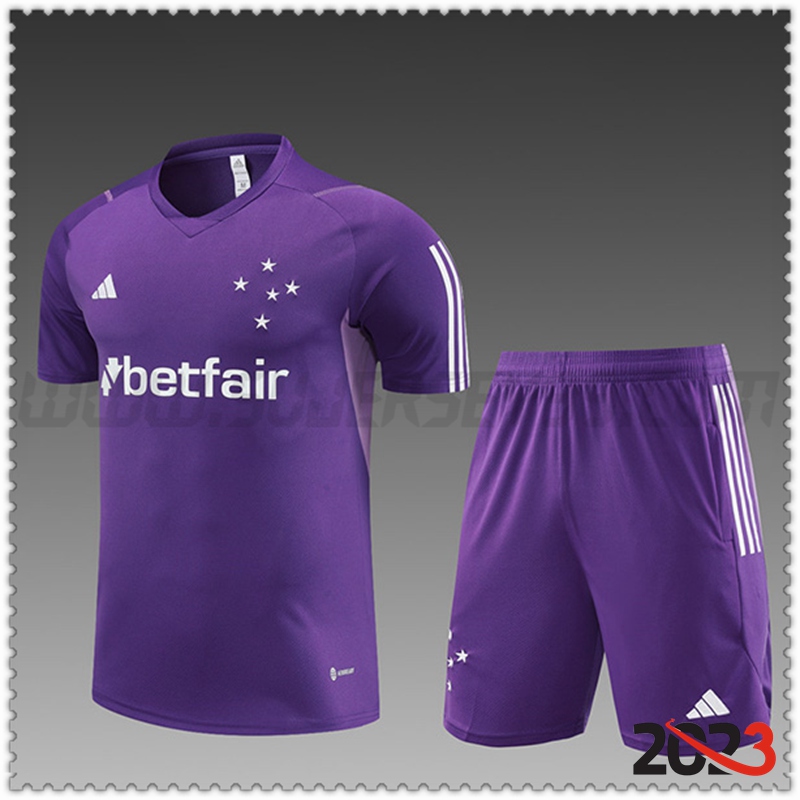 Camiseta Entrenamiento + Cortos Cruzeiro Ninos Violeta 2023 2024