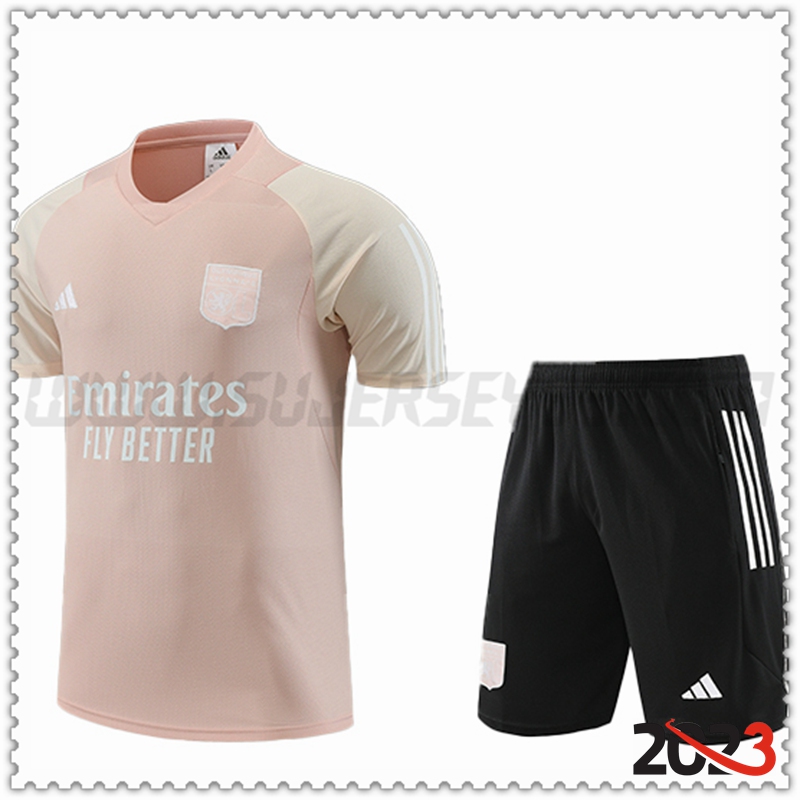 Camiseta Entrenamiento + Cortos Lyon Rosa 2023 2024 -02