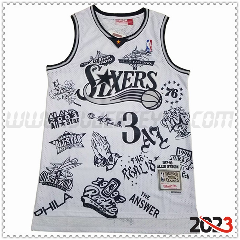 Camisetas Philadelphia 76ers (IVERSON #3) 2023/24 Negro/Blanco