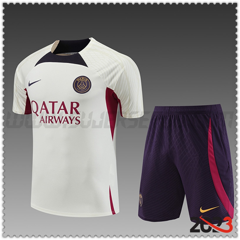 Camiseta Entrenamiento + Cortos PSG Ninos Blanco 2023 2024 -02