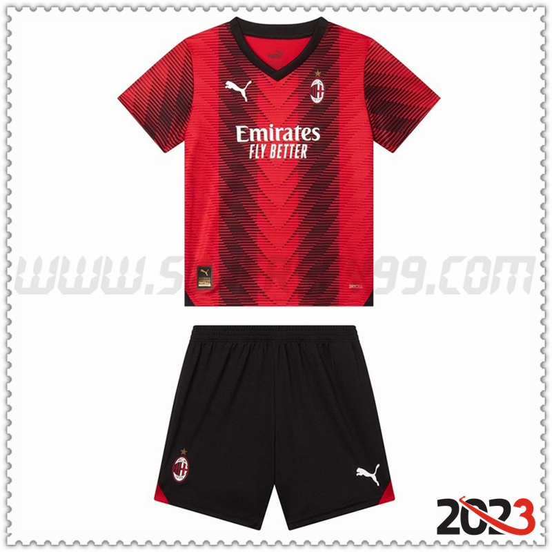 Primera Nuevo Equipacion del AC Milan Ninos 2023 2024