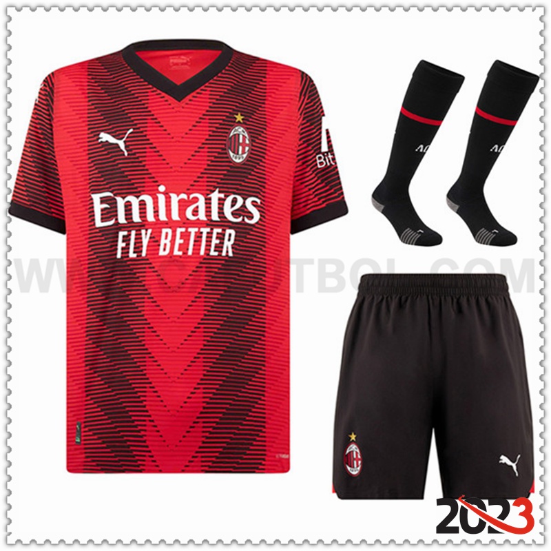 Primera Equipacion del AC Milan (Pantalones + Calcetines) 2023 2024