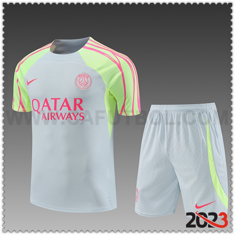Camiseta Entrenamiento + Cortos PSG Ninos Gris Claro 2023 2024