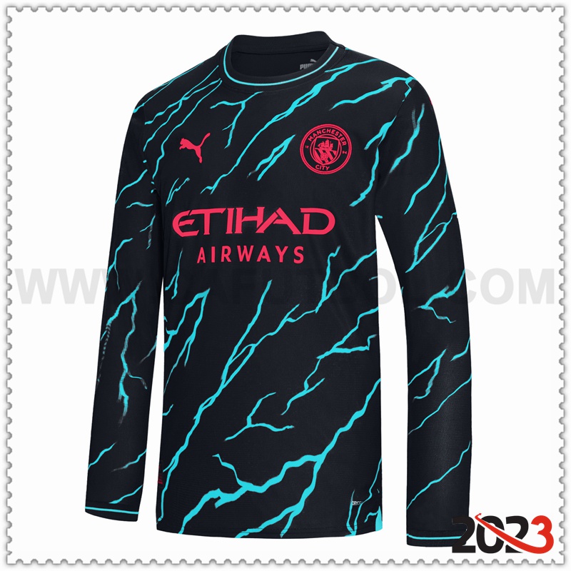 Tercera Camiseta Futbol Manchester City Mangas largas 2023 2024