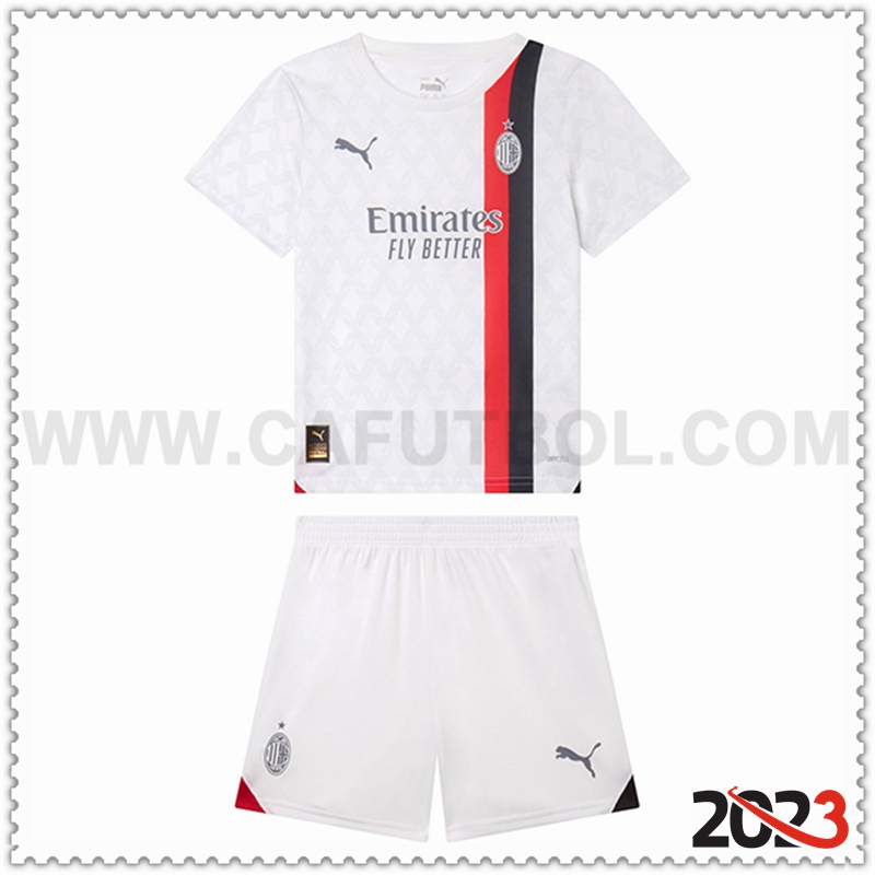 Segunda Equipacion del AC Milan Ninos 2023 2024