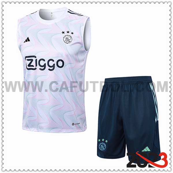 Camiseta Entrenamiento sin mangas + Cortos Ajax Blanco 2023 2024