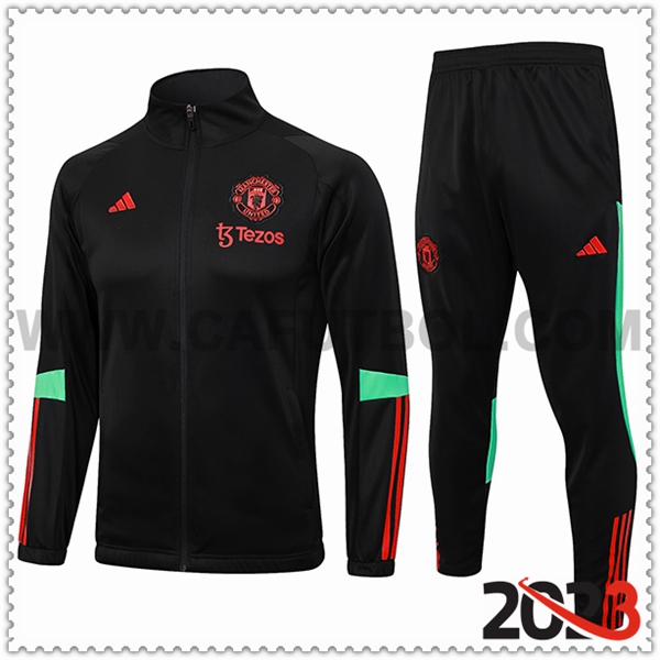 Chaqueta Chandal Futbol Manchester United Negro 2023 2024