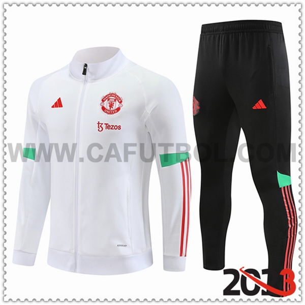 Chaqueta Chandal Futbol Manchester United Blanco 2023 2024 -02
