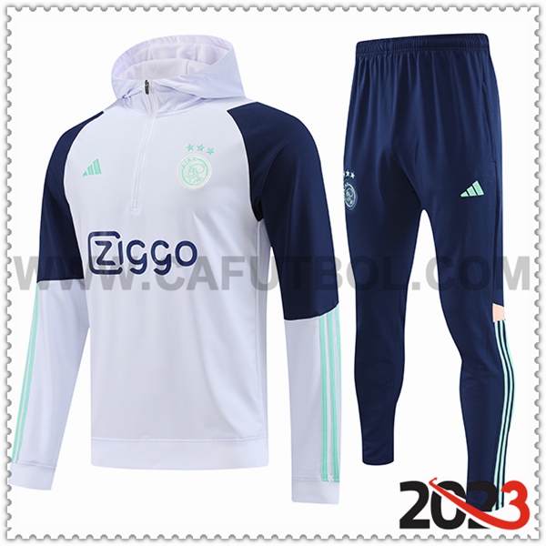 Chaqueta Con Capucha Chandal Ajax Blanco 2023 2024