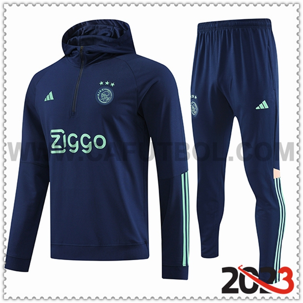 Chaqueta Con Capucha Chandal Ajax Azul marino 2023 2024