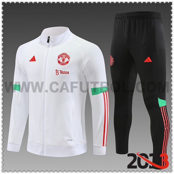 Chaqueta Chandal Futbol Manchester United Ninos Blanco 2023 2024