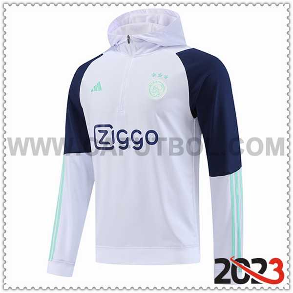 Sudadera Entrenamiento Capucha Ajax Blanco 2023 2024