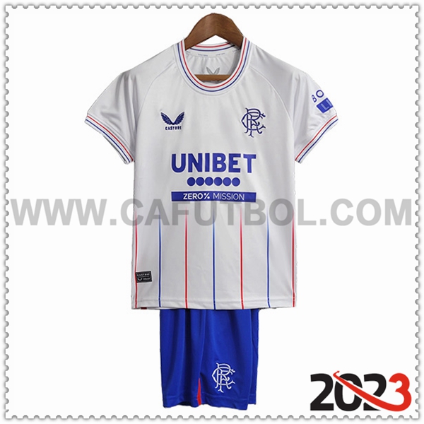 Segunda Equipacion del Rangers FC Ninos 2023 2024