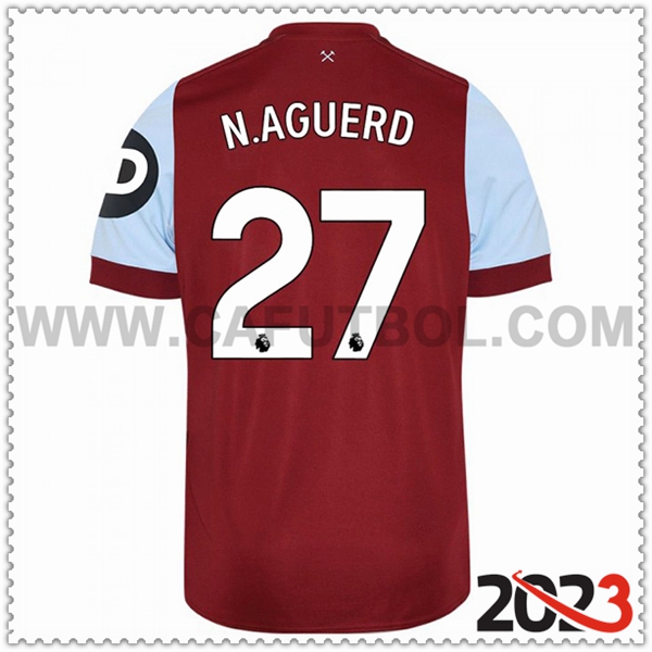 Primera Camiseta Futbol West Ham N. AGUERD #27 2023 2024