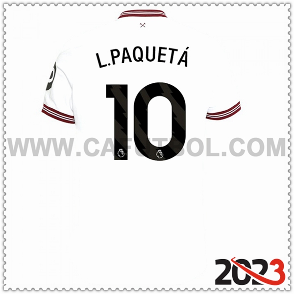Segunda Camiseta Futbol West Ham L. PAQUETÁ #10 2023 2024