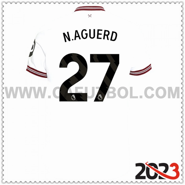 Segunda Camiseta Futbol West Ham N. AGUERD #27 2023 2024