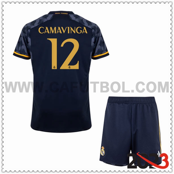 Segunda Equipacion del Real Madrid CAMAVINGA #12 Ninos 2023 2024