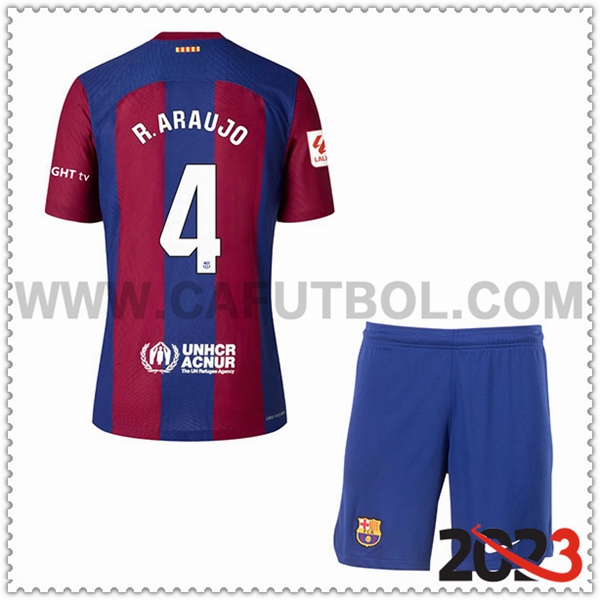 Primera Equipacion del FC Barcelona R. ARAUJO #4 Ninos 2023 2024