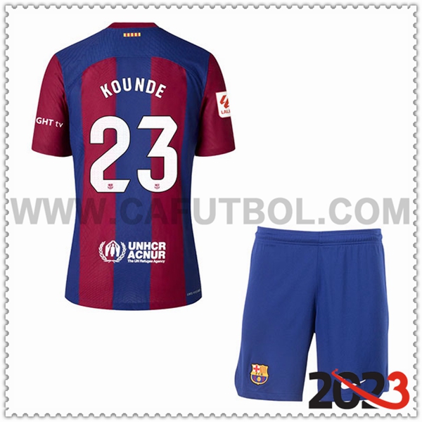 Primera Equipacion del FC Barcelona KOUNDE #23 Ninos 2023 2024
