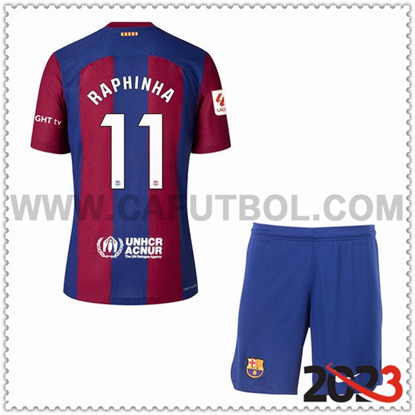 Primera Equipacion del FC Barcelona RAPHINHA #11 Ninos 2023 2024