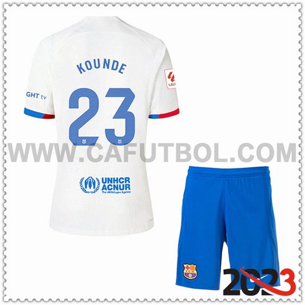 Segunda Equipacion del FC Barcelona KOUNDE #23 Ninos 2023 2024