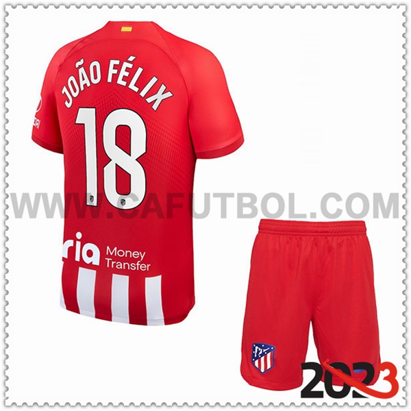 Primera Equipacion del Atletico Madrid JOÃO FÉLIX #18 Ninos 2023 2024