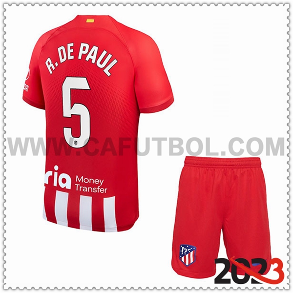 Primera Equipacion del Atletico Madrid R. DE PAUL #5 Ninos 2023 2024