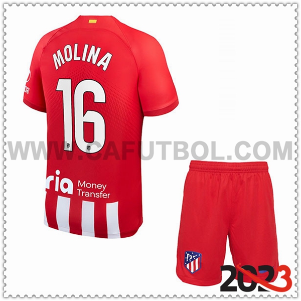 Primera Equipacion del Atletico Madrid NAHUEL MOLINA #16 Ninos 2023 2024