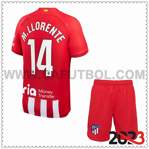 Primera Equipacion del Atletico Madrid M. LLORENTE #14 Ninos 2023 2024