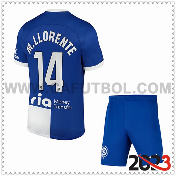Segunda Equipacion del Atletico Madrid M. LLORENTE #14 Ninos 2023 2024
