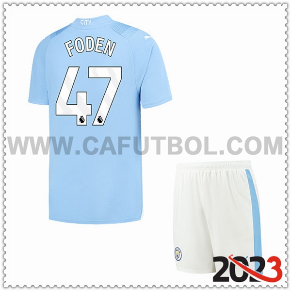 Primera Equipacion del Manchester City FODEN #47 Ninos 2023 2024