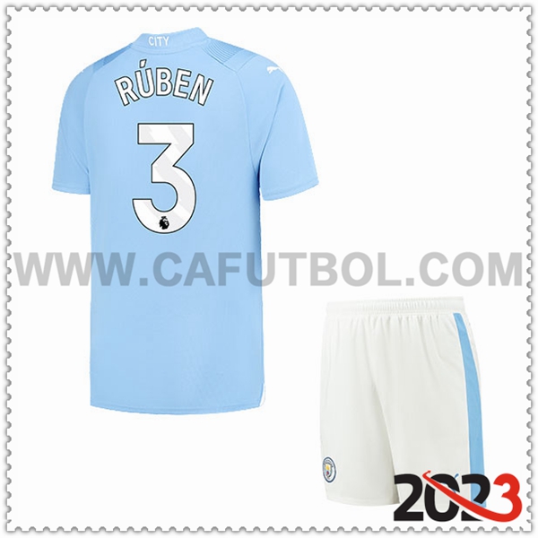 Primera Equipacion del Manchester City RÚBEN #3 Ninos 2023 2024