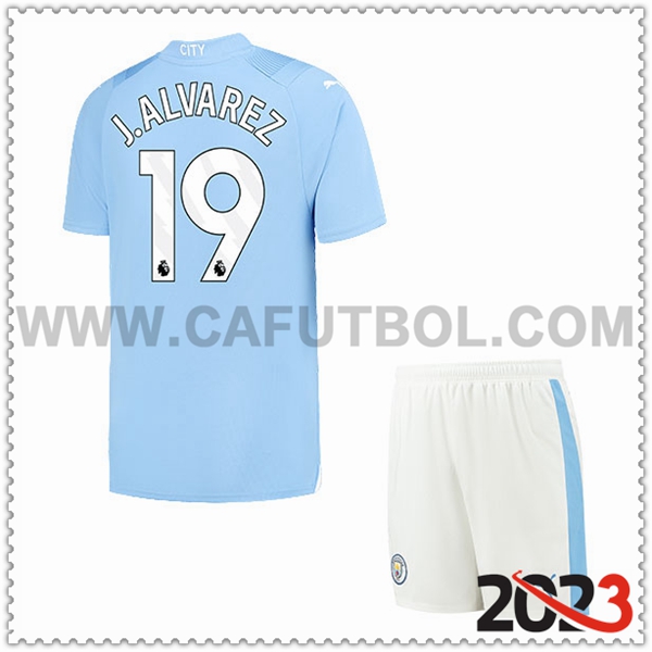 Primera Equipacion del Manchester City J.LVAREZ #19 Ninos 2023 2024