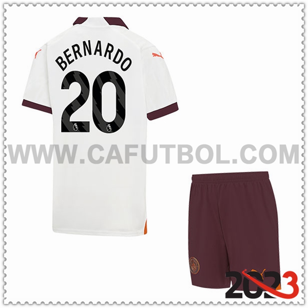 Segunda Equipacion del Manchester City BERNARDO #20 Ninos 2023 2024