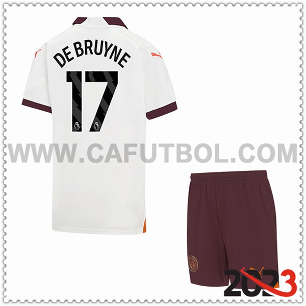 Segunda Equipacion del Manchester City DE BRUYNE #17 Ninos 2023 2024