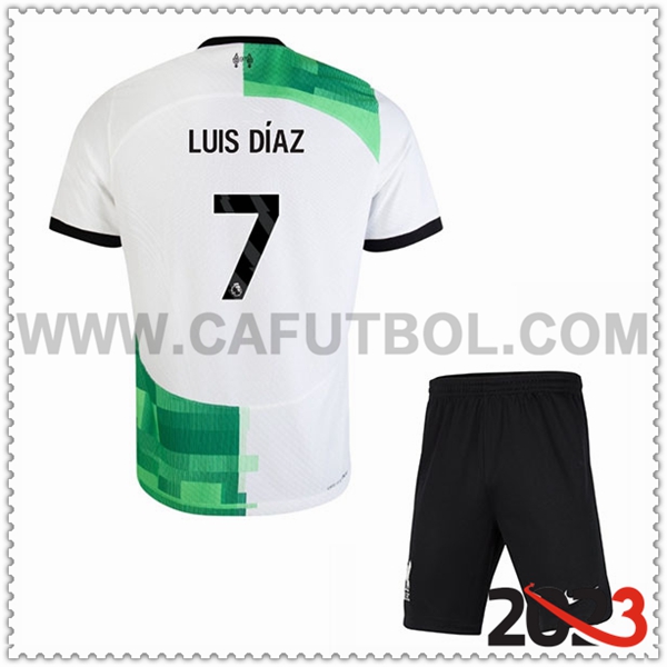 Segunda Equipacion del FC Liverpool LUIS DÍAZ #7 Ninos 2023 2024