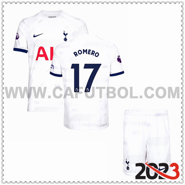 Primera Equipacion del Tottenham Hotspurs ROMERO #17 Ninos 2023 2024