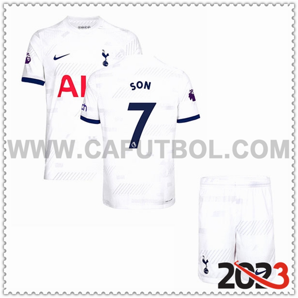 Primera Equipacion del Tottenham Hotspurs SON #7 Ninos 2023 2024