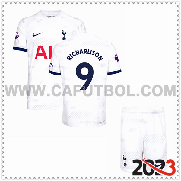 Primera Equipacion del Tottenham Hotspurs RICHARLISON #9 Ninos 2023 2024