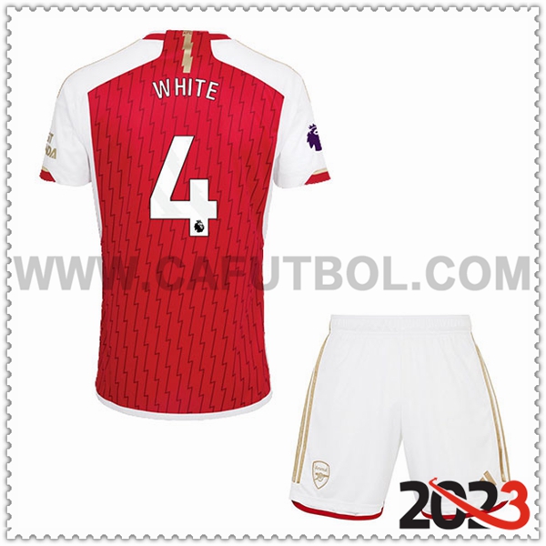 Primera Equipacion del Arsenal WHITE #4 Ninos 2023 2024